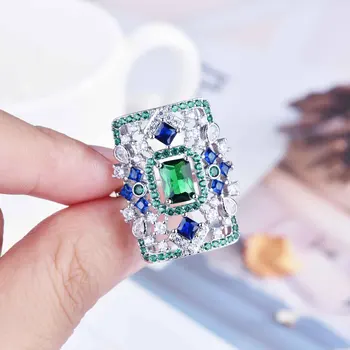 Luxusné 18k biele zlato Ženy Zásnubné Prstene Plný Spevnené diamond prírodné emerald Elegantné Jednoduché Ženské Šperky 18 k snubný Prsteň